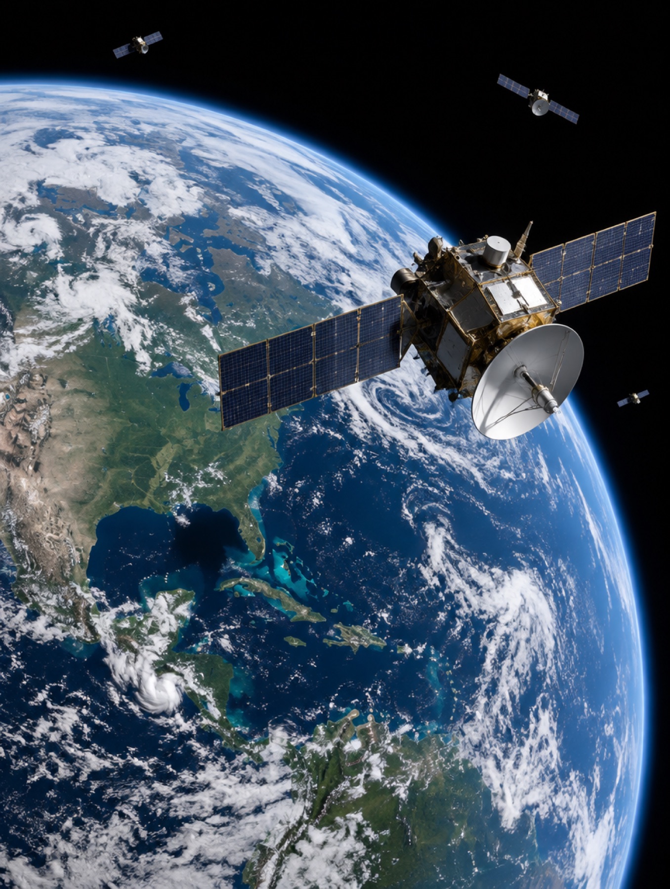 Illustrative view of a satellite constellation. Not Horizon hardware.