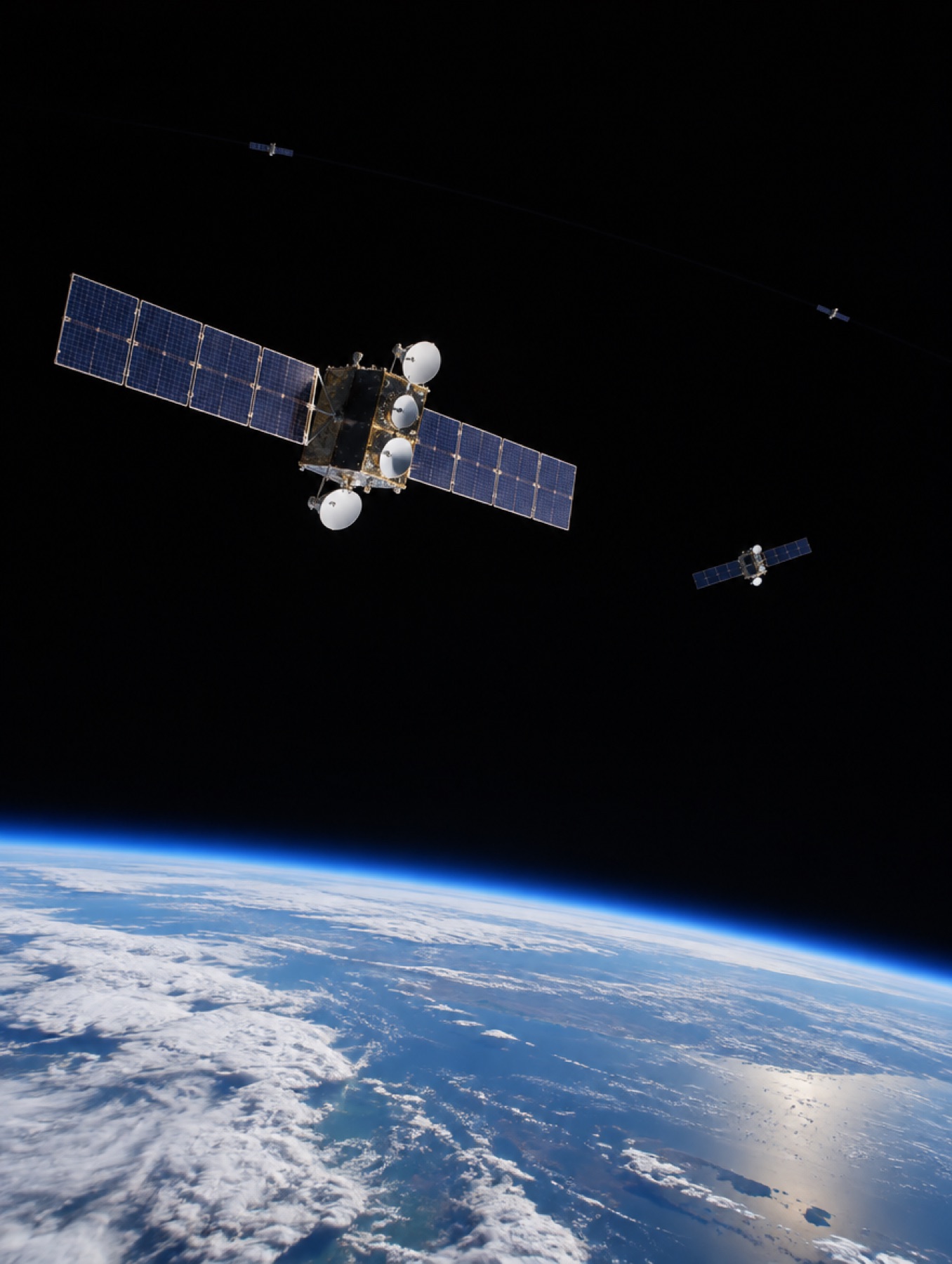 Illustrative satellite constellation. Not a photograph of Horizon hardware.